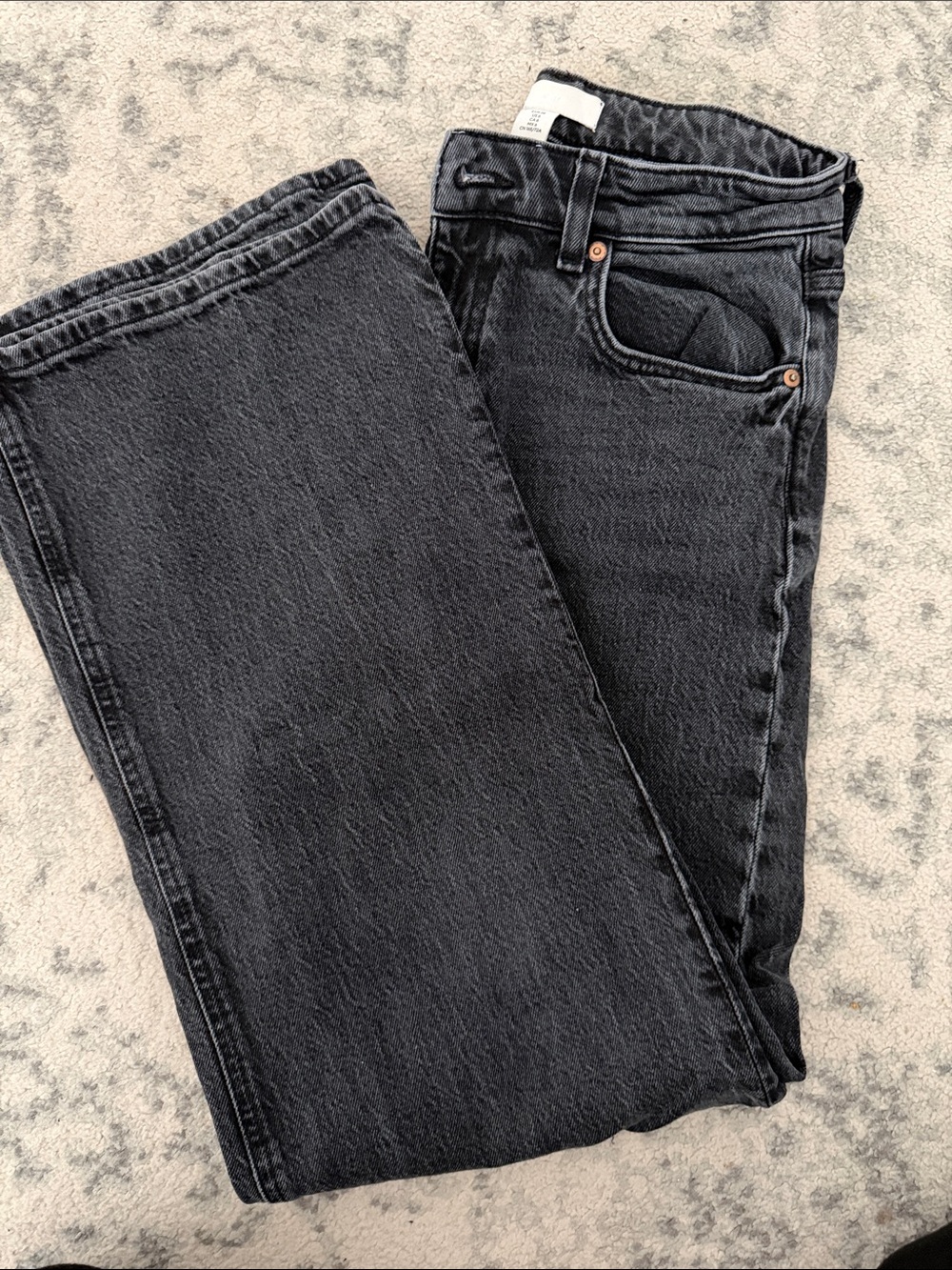 H&M Straight-Leg Jeans in Washed Black